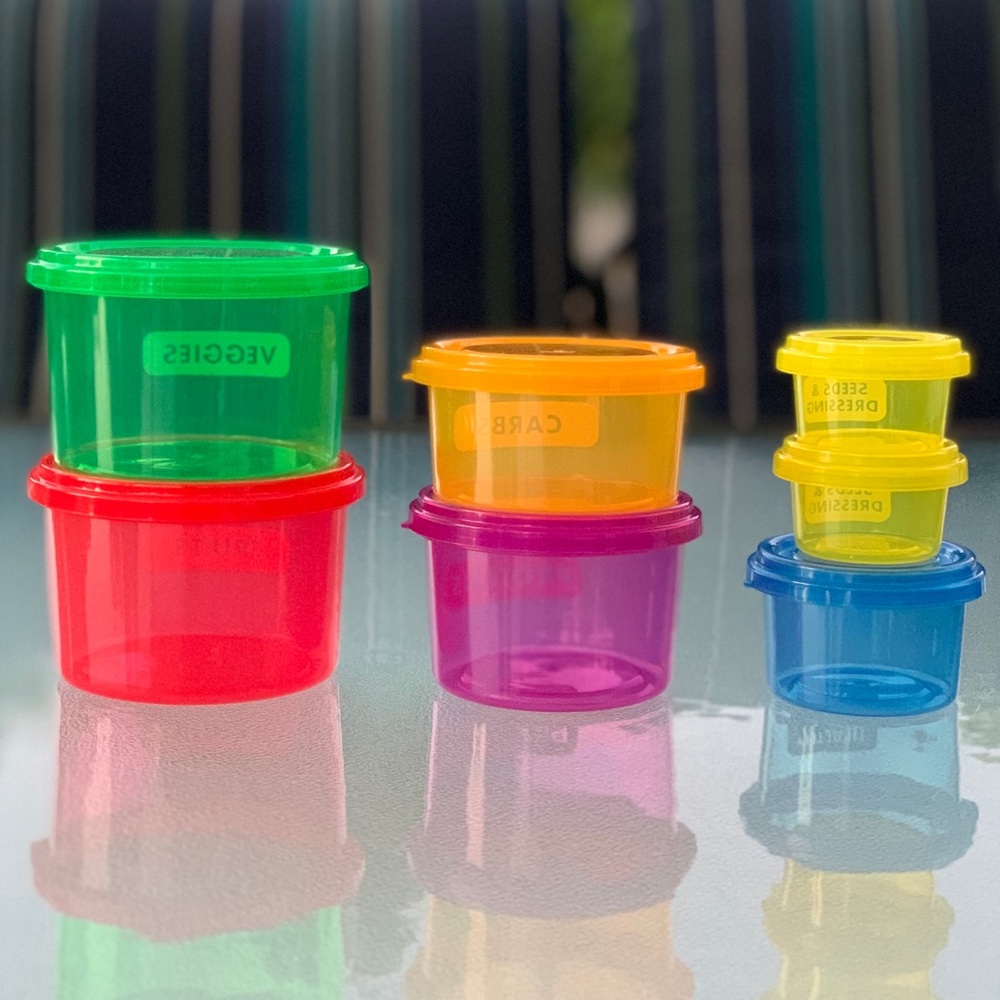 Portion Control Container Kit, Meal Prep Round Food Storage 7-Container Set - Picture 2 of 5